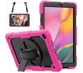 Funda De Silicona Para Pc Con Soporte Y Correa Protectora De Pantalla Para Samsung Galaxy Tab A 10.1 (2019) Sm-t510/t515-rose Black