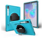 Carcasa Combinada De Pc Y Tpu Con Soporte Giratorio De 360 Grados Para Tableta Samsung Galaxy Tab S6 Sm-t860/t865 Con Correa De Mano, Color Azul Bebé