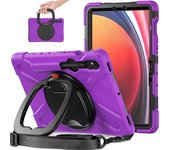 Para Samsung Galaxy Tab S9 / S8 / S7 Pc + Funda Protectora De Silicona Cubierta De Tableta Resistente Con Soporte Giratorio Con Correa Para El Hombro