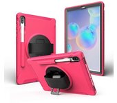 Carcasa Combinada De Pc Y Tpu Con Soporte Giratorio De 360 Grados Para Tableta Samsung Galaxy Tab S6 Sm-t860/t865 Con Correa De Mano, Color Rosa