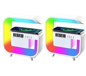 2 Uds 4 En 1 Cargador Inalámbrico Bluetooth Altavoz De Audio Inteligente Lámpara De Escritorio Led Luz Nocturna Despertador Decoración Del Hogar