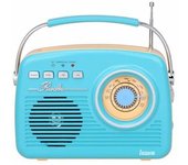 Lauson Ra142 Radio Vintage Azul Crema Analógica Con Altavoz Integrado 2w Am/fm Batería Recargable Bluetooth Usb Sd