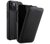 Funda De Cuero Y Policarbonato Para Iphone 13 Mini, Con Tapa Vertical, Textura De Lichi, Color Negro