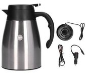 Olla Calentadora De Agua Para Coche De 24v Y 1200ml Con Base, Tetera Eléctrica Portátil De Acero Inoxidable Para Camión Y Coche, Color Blanco