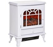 Chimenea Eléctrica De Acero Abs Vidrio Homcom 51x28x60 Cm-blanco