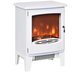 Chimenea Eléctrica De Acero Abs Vidrio Homcom 39x26x54,8 Cm-blanco
