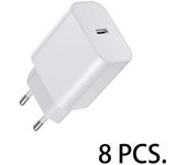 Adaptador De Corriente Usb C 20w, 8pcs Diseñado Especialmente Para Iphone Con Conector Usb C Blanco