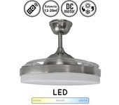 Ventilador De Techo Con Luz Silencioso Dc Con Mando Tahiti Níquel 106 Cm Invierno-verano Color Luz Regulable