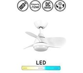 Lámpara Ventilador De Techo Dc Blanco Pirlo 24w 2400 Lm 6 Vel. 3000-4500-6000 K 3 Asp. Reversibles