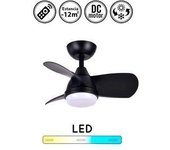 Ventilador De Techo Con Luz Silencioso Dc Con Mando Pirlo Negro 60 Cm Invierno-verano Color Luz Regulable
