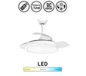 Ventilador De Techo Bora Con Luz 36-24w, Motor Dc Silencioso, Aspas Retractiles Plegables, Mando Inalambrico,color Blanco Mate Grande Diametro: 48-107