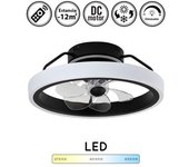 Ventilador De Techo Con Luz Silencioso Dc Con Mando Dinirot Negro 50 Cm Invierno-verano Color Luz Regulable