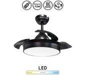 Lampara Ventilador De Techo Metal Grande Pequeño Negro Con Luz Motor Dc Silencioso Con Aspas Retractiles Transparentes Plegables Pequeño Diametro: 41-