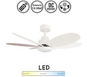 Ventilador De Techo Blanco Y Madera Con Luz Y Mando A Distancia, Muy Silencioso, Motor Dc, 6 Aspas Serie Rainbow M