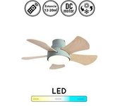 Ventilador De Techo Gregorio 25w, Motor Dc Eficiente, Control Remoto, Memoria, Temporizador, Color Verde Aspas Blanco Haya