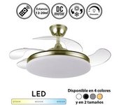 Ventilador De Techo Tridente | Lampara Ventilador De Techo Con Luz 59w 6980lm | Mejor Ventilador De Techo 2025 Calidad Precio Dorado Grande Diametro:
