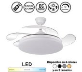 Ventilador De Techo Con Luz Silencioso Dc Con Mando Tridente Blanco 107 Cm Invierno-verano Color Luz Regulable