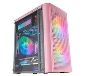 Mars Gaming Mc300p Rosa, Caja Pc Micro Atx, Cristal Templado, Mesh, 3xventilador Frgb