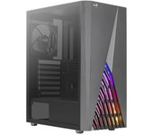 Aerocool Deltabkv1, Caja Pc Atx, Frontal Rgb, Cristal Tempaldo, Ventilador 12cm, Negro
