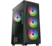 Aerocool Falconv2bk, Caja Pc Atx, Frontal Mesh, 4 Ventiladores Argb 12cm, Negro