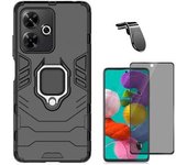 Kit De Película De Vidrio Templado De Privacidad + Cubierta De Protección Militar Magnética + Soporte Magnético L Gift4me Compatible Con Movil Xiaomi