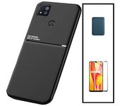 Kit Funda Magnética Anti-choque + Cartera Magnética Azul + Cristal Templado Gorilasglass Gift4me Compatible Con Movil Xiaomi Poco C31 Negro