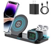 Cargador Inalámbrico Estación De Carga Rápida 3 En 1 Con Certificación Qi Compatible Con Apple Watch Y Airpods Negro Veanxin