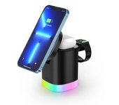 Cargador Inalámbrico Rápido Base De Carga Rápida 3 En 1 Para Iphone Apple Watch Airpods Samsung Negro Veanxin