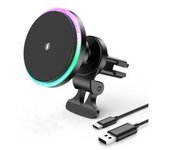 Veanxin Cargador Inalámbrico Para Automóvil Carga Rápida Encendedor Magsafe Magnético Negro