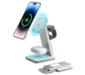 Cargador Inalámbrico Magnético 3 En 1 Estación De Carga Inalámbrica Plegable Compatible Con Iphone15/14/13/12 Series Iwatch Series/ultra Veanxin