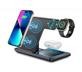 Cargador Inalámbrico Iphone Soporte Cargador Inalámbrico Apple Watch Base De Carga Inalámbrica 3 En 1 Negro Veanxin