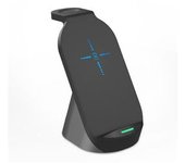 Soporte De Cargador Inalámbrico De 15 W Base De Carga De Escritorio 3 En 1 Para Iphone Apple Watch Airpods Negro Veanxin