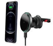 Cargador De Coche Ventilación Carga Inalámbrica Identificación Rápida Veanxin Magnético Negro