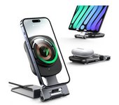 Soporte De Cargador Magnético S/wire Para Iphone 2 En 1 Magsafe Plegable Y Ajustable De 15 W Con Cable 5 Usb-c Veanxin