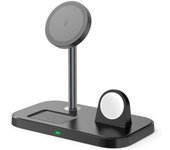 Soporte De Cargador Inalámbrico 3 En 1 Carga Rápida Con Adaptador De 30w Compatible Con Iphone 15/14/13/12 Series Iwatch Y Airpods Veanxin