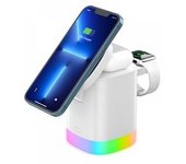 Cargador Inalámbrico Rápido Base De Carga Rápida 3 En 1 Para Iphone Apple Watch Airpods Samsung Blanco Veanxin