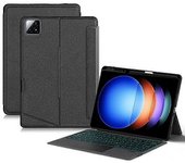 Funda De Cuero Tipo A Para Xiaomi Pad 6s Pro 12.4 + Teclado Bluetooth Con Trackpad Retroiluminado - -