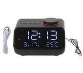 Reloj Despertador Con Radio Fm, Pantalla Inteligente De Temperatura Y Humedad, Reloj Electrónico.