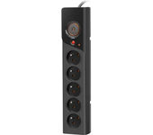 Regleta De Protección Arcon Z5 Con 5 Enchufes Y Cable De 5 M, Color Negro