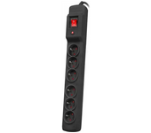 Regleta De Protección Arcon M6 Con 6 Enchufes Y Cable De 5 M, Color Negro