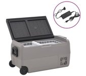 Nevera Con Ruedas Y Adaptador Pp Y Pe Negro Y Gris 50 L Vidaxl