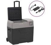 Nevera Con Ruedas Y Adaptador Polipropileno Negro Y Gris 30 L Vidaxl