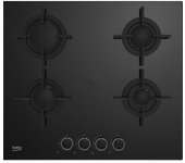 Placa De Cocina Empotrada Beko Hilg 64222 S 58 Cm 4 Fuegos Color Negro