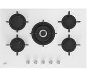 Placa De Cocina Empotrada Beko Hilw75222sw De 75 Cm A Gas, 5 Fuegos, Color Blanco
