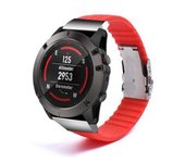 Correa Silicona Con Cierre Ajustable De Acero Para Garmin Fenix 7 - Solar Edition Rojo