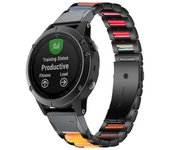 Correa Acier Con Resina Ajustable Turmalina Para Garmin Fenix 7 - Sapphire Solar Edition