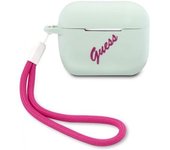 Funda Guess Silicona Para Apple Airpods Pro Vintage Verde Y Fucsia