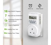 Enchufe Eléctrico Digital Con Temporizador Para Reino Unido, 24 Horas, 7 Días A La Semana, 16 Grupos De Luz Programables. - -