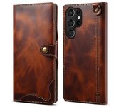 Funda Para Teléfono Móvil Samsung Galaxy S24 Ultra Con Hebilla Estilo Billetera De Cera De Aceite Retro-brown