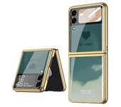 Gkk Para Samsung Galaxy Z Flip4 5g Impresión De Patrón Cubierta Trasera Galvanizada Vidrio Templado + Película De Pantalla Pequeña De Pc Dura